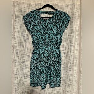 Pink Republic Black & Teal Geometric Midi Dress